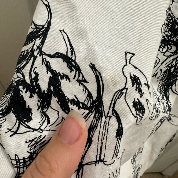 Eddie Bauer French Toile Floral Black & White Cotton Skirt 6 Small - Picture 4 of 8